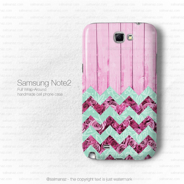 Flower Chevron Floral Pink Galaxy Note 2 N7100 Case
